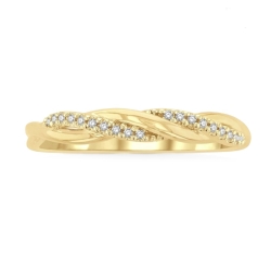 10k Yellow Gold Diamond Swirl Fashion Ring thumbnail 1