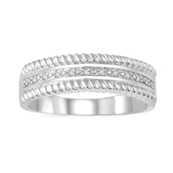 Silver Rope Diamond Ring thumbnail 1