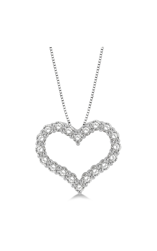14k White Gold 1.00cttw Diamond Heart Pendant w/ 18