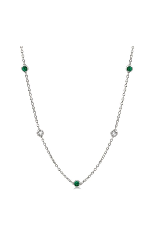 14k White Gold Emerald & Diamond Necklace
