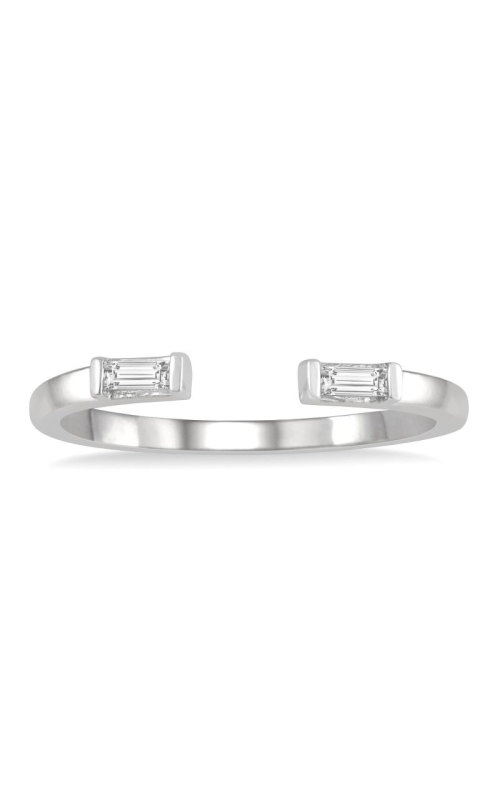 10k White Gold .10cttw Baguette Diamond Open Petite Stackable Ring