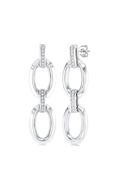Silver Diamond Paperclip Dangle Earrings