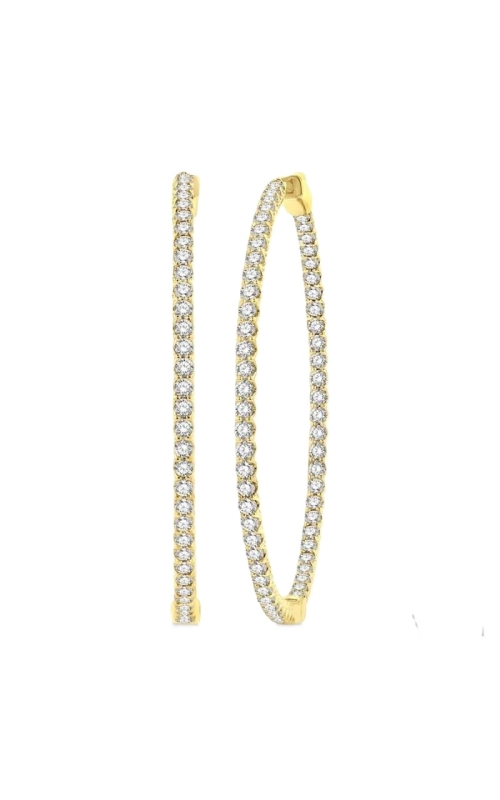 14k Yellow Gold 1 3/4-Inch Round 3.00cttw Inside-Out Diamond Hoop Earrings