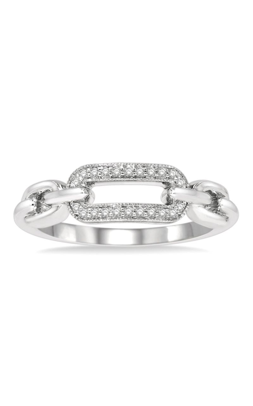 Silver Paper Clip Diamond Fashion Ring