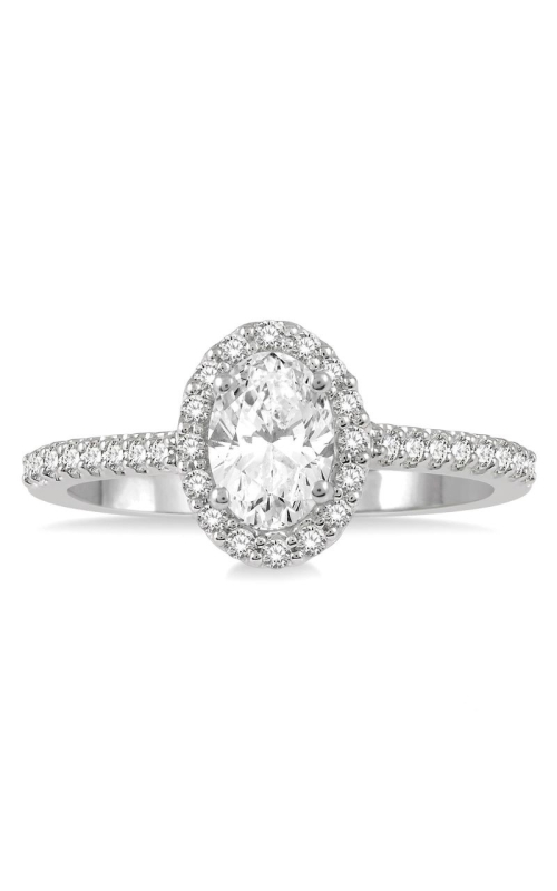 14k White Gold Oval Center Diamond Halo Engagement Ring
