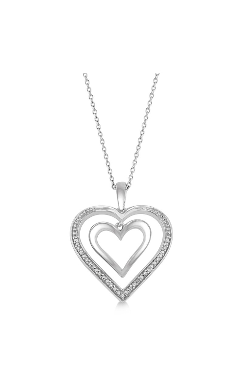 Silver Double Heart Shape Diamond Fashion Pendant