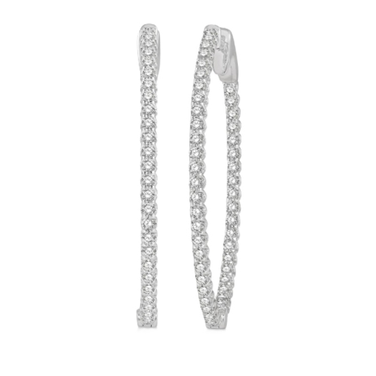 1.00cttw Diamond In and Out Oval Hoop Earrings
