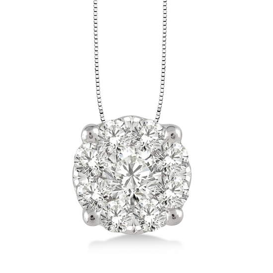 1/2 Ctw Diamond Pendant in 14K White Gold with Chain
