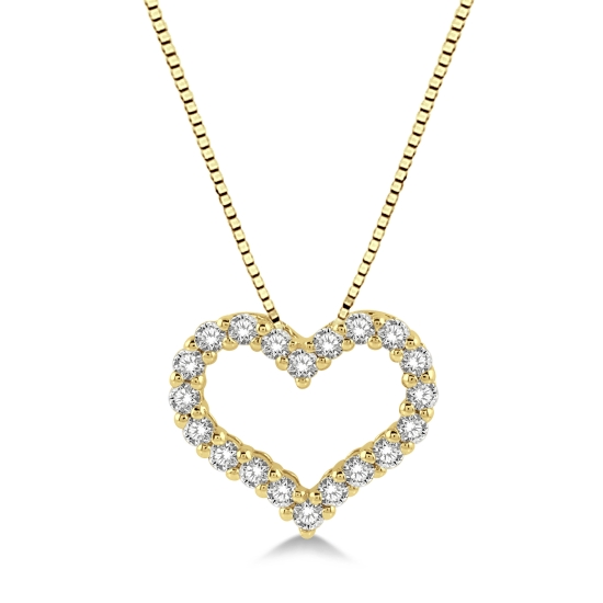 14k Yellow Gold .25cttw Diamond Heart Pendant w/ 18" Chain