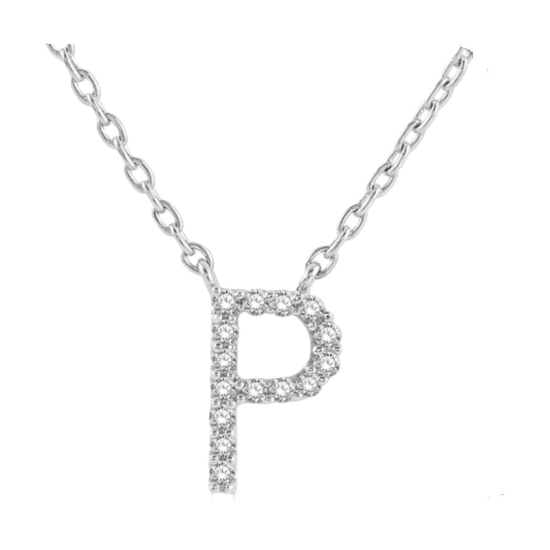Block 'P' Initial Diamond Pendant