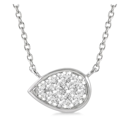 Diamond Cluster Pear Necklace