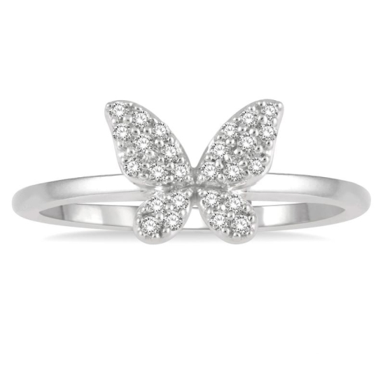 Diamond Butterfly Stackable Ring
