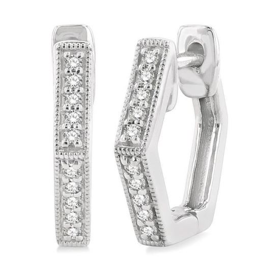 Diamond Hexagon Petite Huggie Earrings