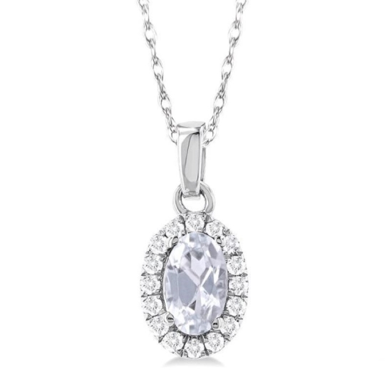 White Topaz and Diamond Pendant