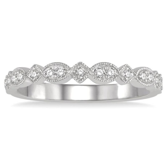 14k White Gold Diamond Stackable Band