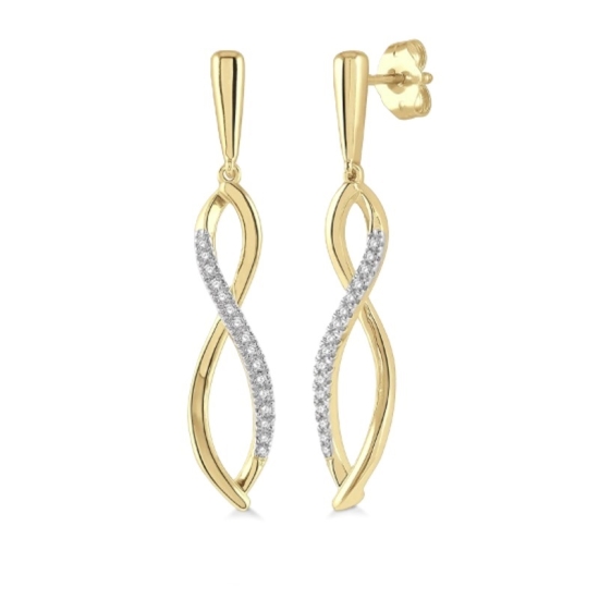 10k Yellow Gold Diamond Infinity Dangle Earrings
