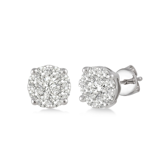 1/3cttw Diamond Cluster Stud Earrings