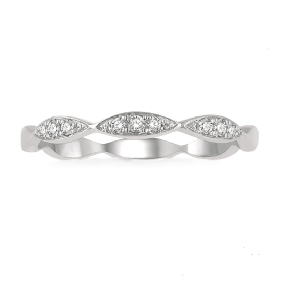 14k White Gold Diamond Stackable Ring