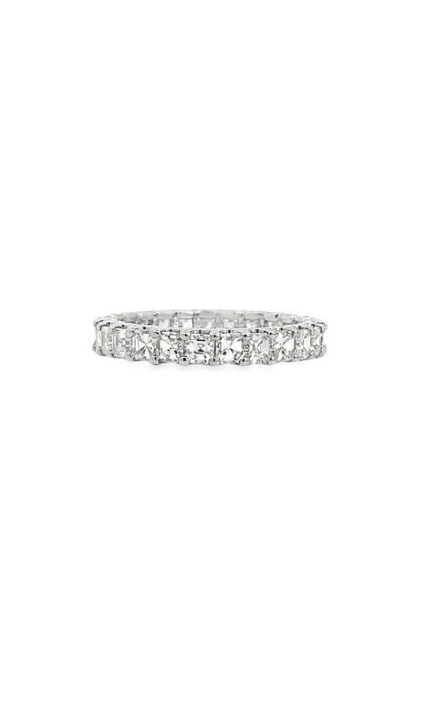 14k White Gold Asscher Diamond Eternity Band sz 6.75