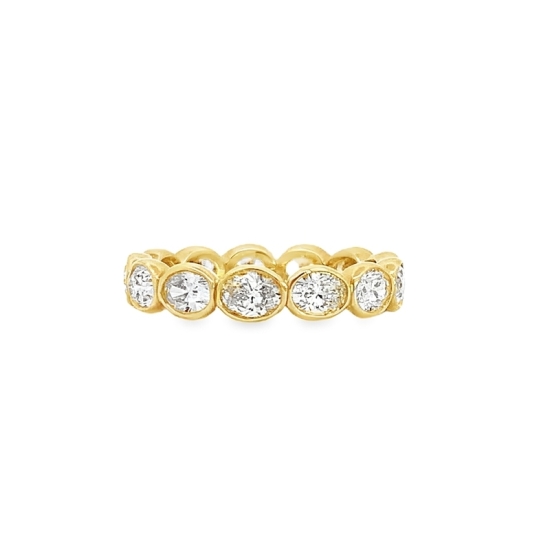 18k Yellow Gold Oval Diamond Bezel Set Eternity Ring