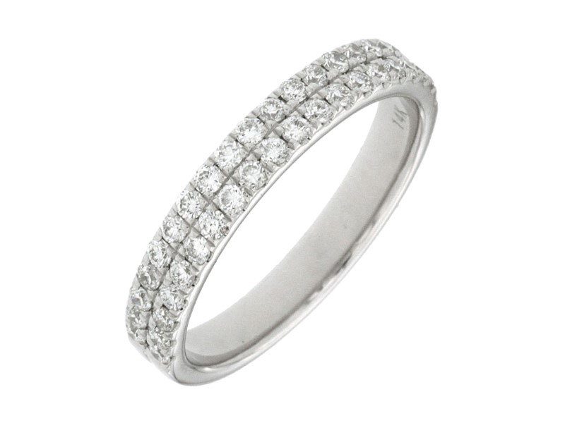 14k White Gold .55cttw Round Diamond 2 Row Anniversary Band 14k White Gold .55cttw Round Diamond 2 Row Anniversary Band