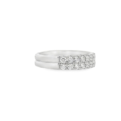 14k White Gold 1.00cttw Diamond 2 Row Fashion Ring thumbnail 2