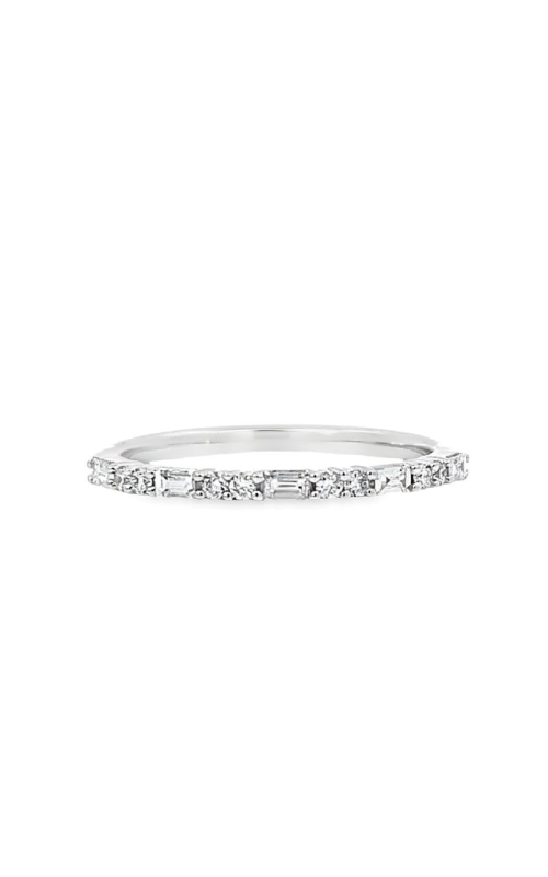 White Gold Round/Baguette Diamond Alternating Band