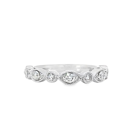 9 Stone Diamond Milgrain Band