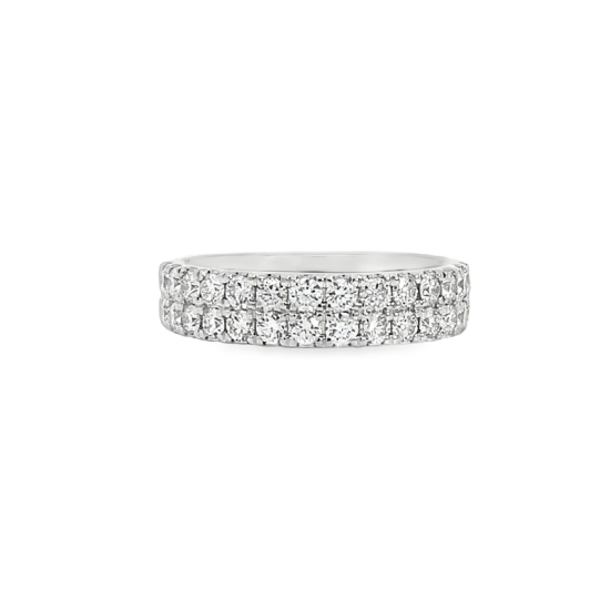 14k White Gold 1.00cttw Diamond 2 Row Fashion Ring