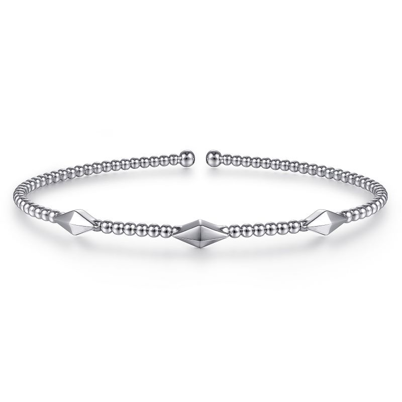 14K White Gold Bujukan Pyramid Stations Bangle 14K White Gold Bujukan Pyramid Stations Bangle