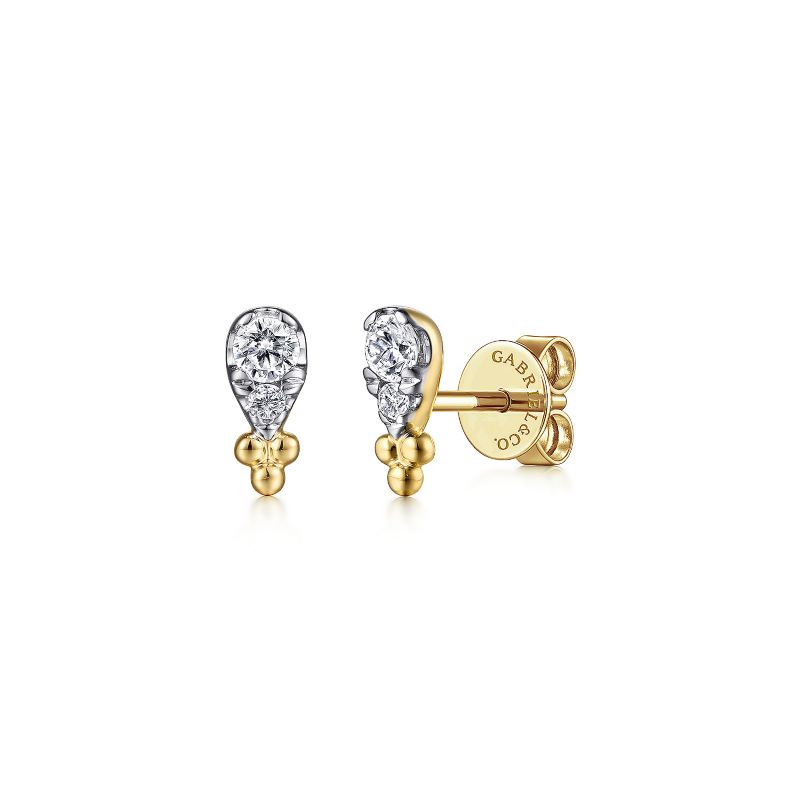 14K Yellow Gold Diamond Bujukan Stud Earrings 14K Yellow Gold Diamond Bujukan Stud Earrings
