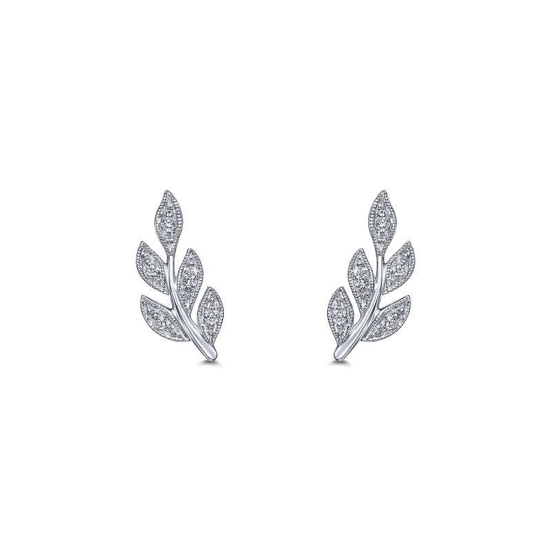Diamond Leaf Stud Earrings Diamond Leaf Stud Earrings