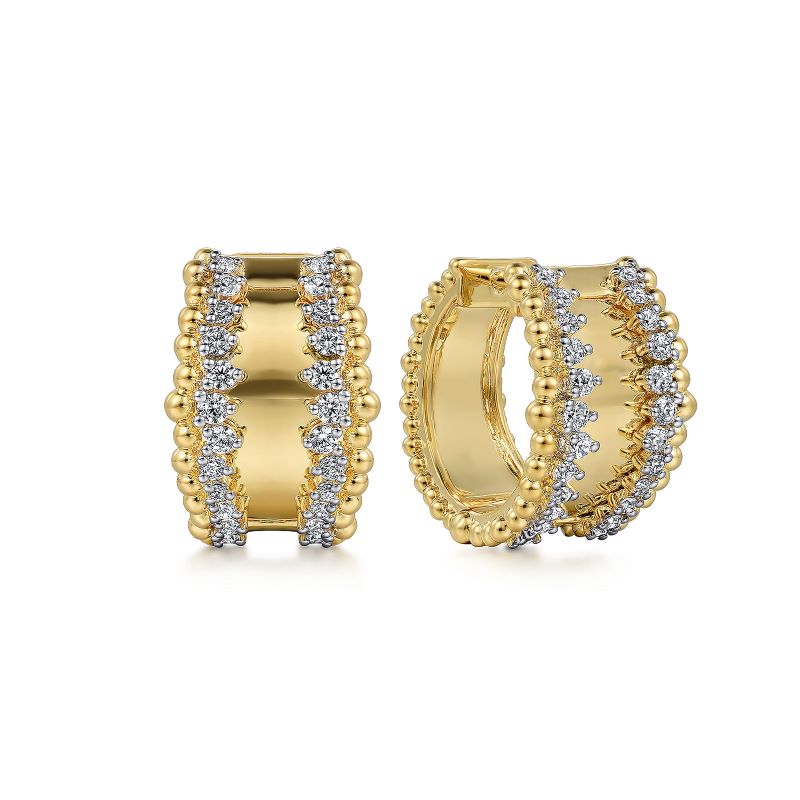 14K Yellow Gold Bujukan Diamond Huggie Earrings 14K Yellow Gold Bujukan Diamond Huggie Earrings
