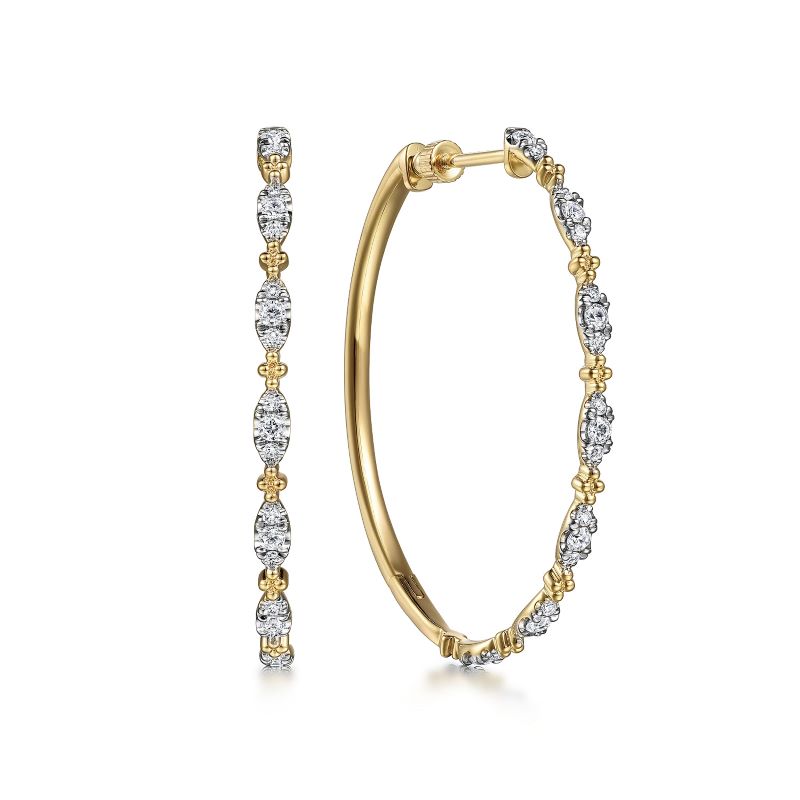 40mm Diamond Station Hoop Earrings 40mm Diamond Station Hoop Earrings