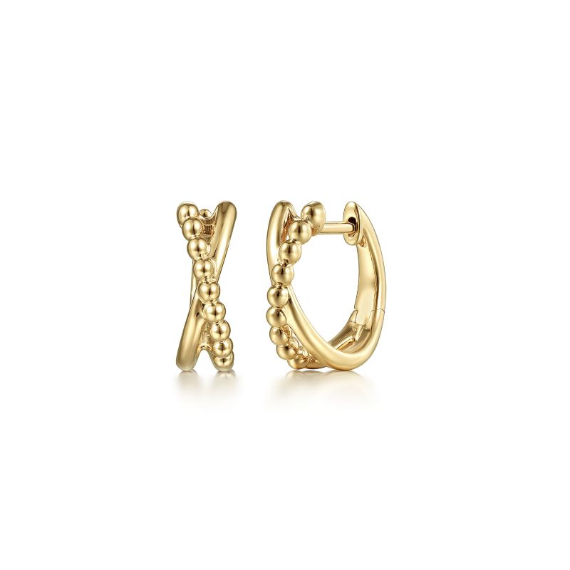 14K Yellow Gold Bujukan Twisted Huggie Earrings 14K Yellow Gold Bujukan Twisted Huggie Earrings