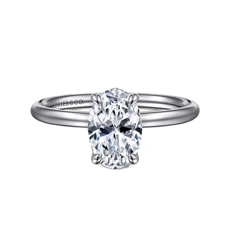 14k White Gold Oval Solitaire Semi Mount 14k White Gold Oval Solitaire Semi Mount
