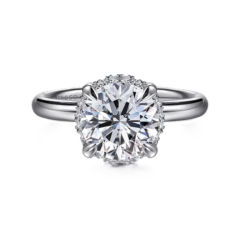 Diamond Hidden Halo Solitaire Semi Mount Round Center Diamond Hidden Halo Solitaire Semi Mount Round Center