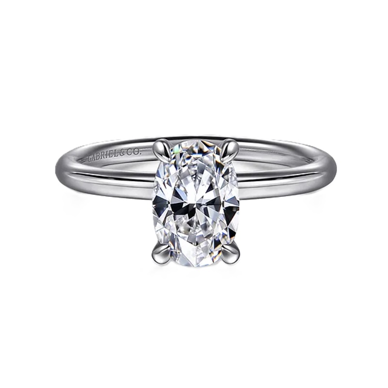 14k White Gold Oval Solitaire Semi Mount 14k White Gold Oval Solitaire Semi Mount