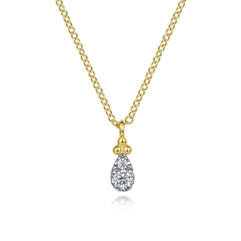 14K Yellow Gold Diamond Bujukan Teardrop Pendant Necklace 14K Yellow Gold Diamond Bujukan Teardrop Pendant Necklace