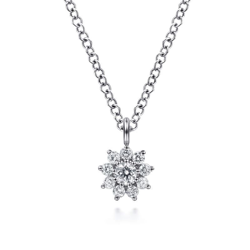 Diamond Flower Pendant Necklace