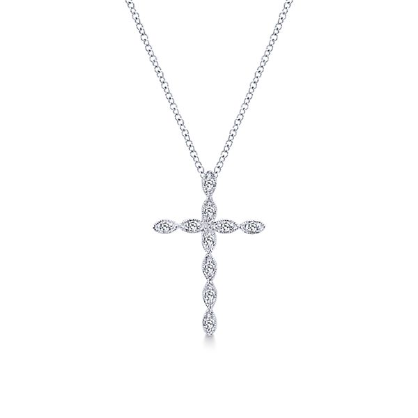 14K White Gold Segmented Diamond Cross Necklace 14K White Gold Segmented Diamond Cross Necklace