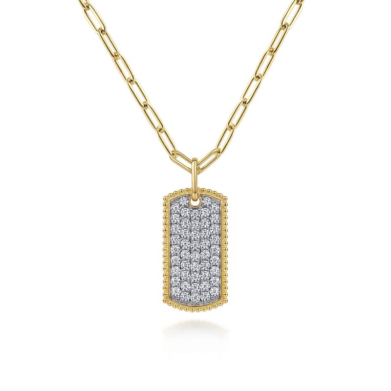 Diamond Dog Tag Pendant Chain Necklace Diamond Dog Tag Pendant Chain Necklace