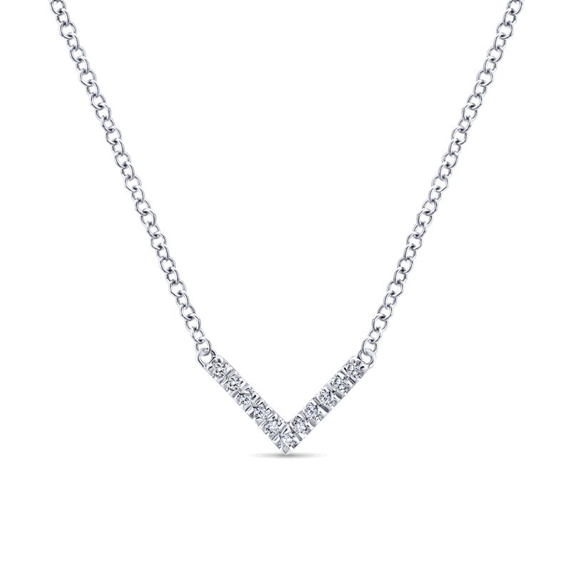 14K White Gold Diamond Chevron Necklace 14K White Gold Diamond Chevron Necklace