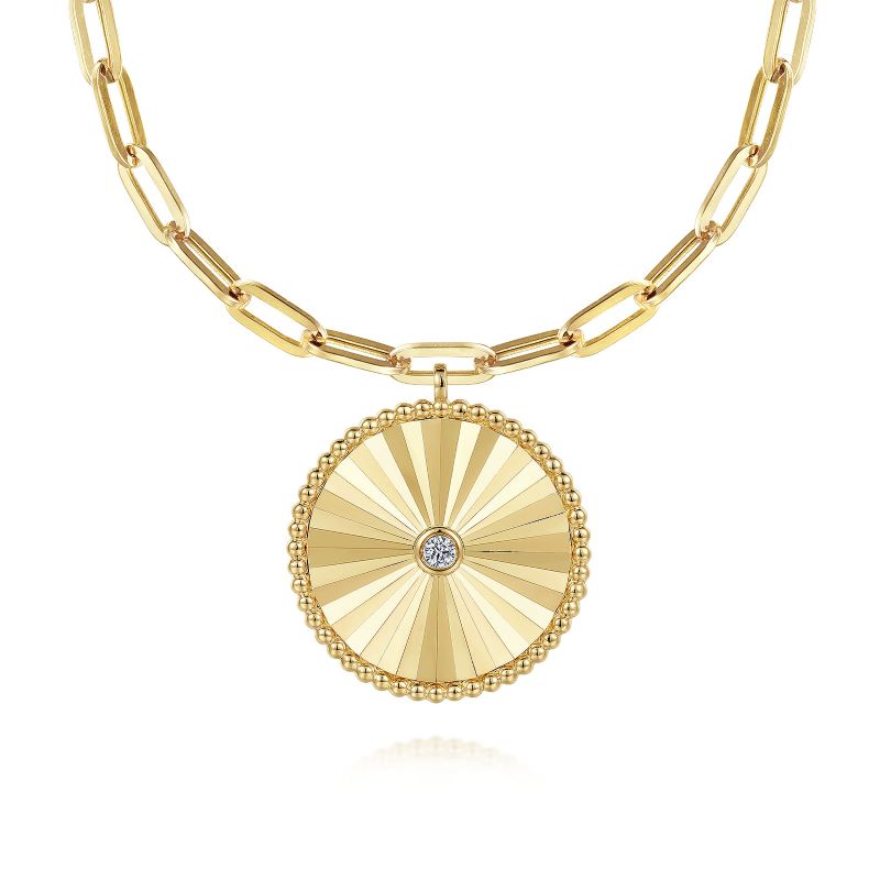 Diamond Medallion Paperclip Chain Necklace Diamond Medallion Paperclip Chain Necklace