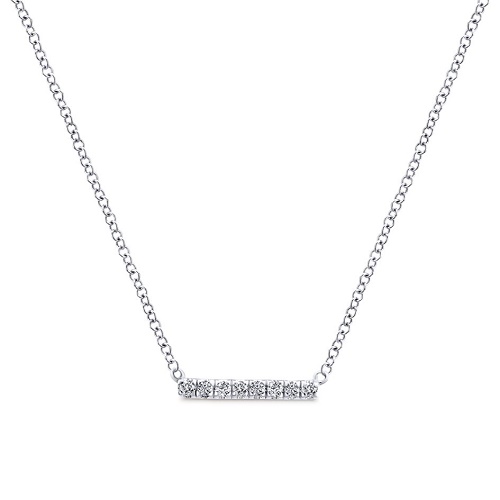 14K White Gold Bar Diamond Necklace 14K White Gold Bar Diamond Necklace