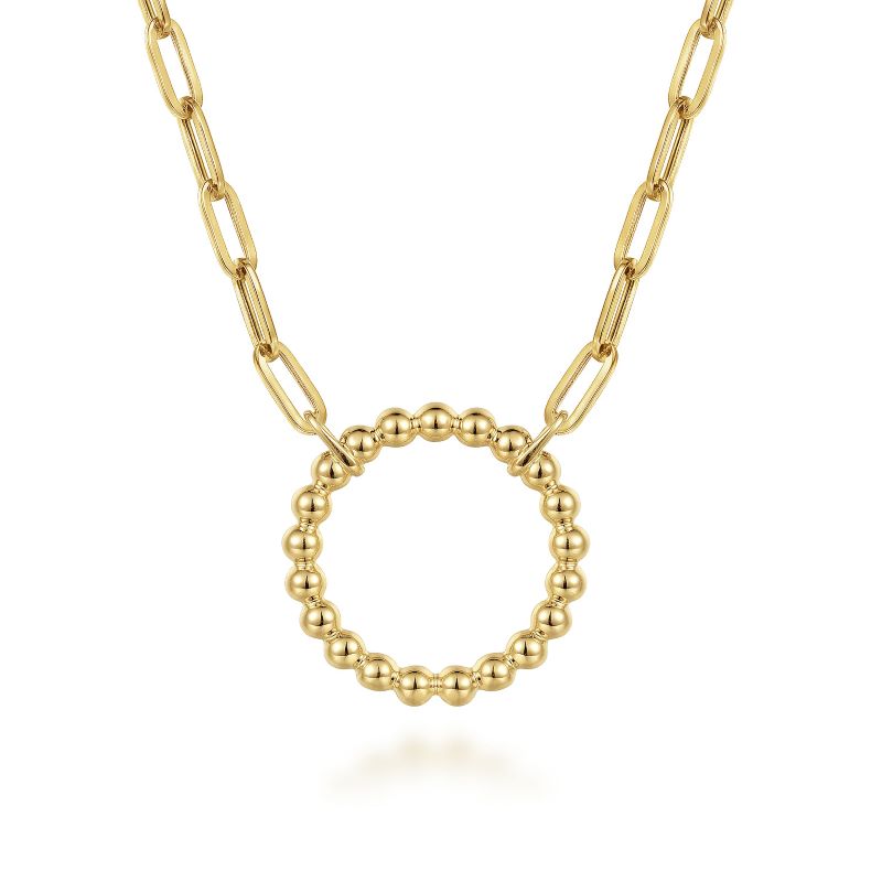 14K Yellow Gold Chain Necklace with Bujukan Circle 14K Yellow Gold Chain Necklace with Bujukan Circle
