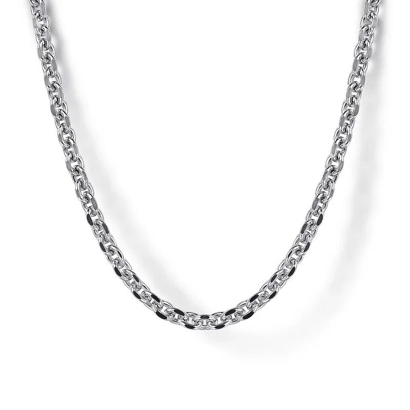 22 Inch Sterling Silver Solid Men's Link Chain Necklace 22 Inch Sterling Silver Solid Men's Link Chain Necklace