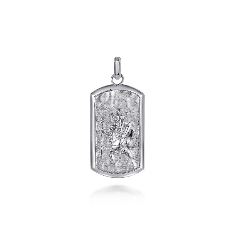 Sterling Silver St. Christopher Dog Tag Pendant Sterling Silver St. Christopher Dog Tag Pendant