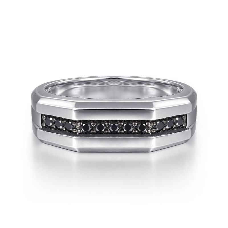 Men's Sterling Silver and Black Spinel Men's Band Men's Sterling Silver and Black Spinel Men's Band