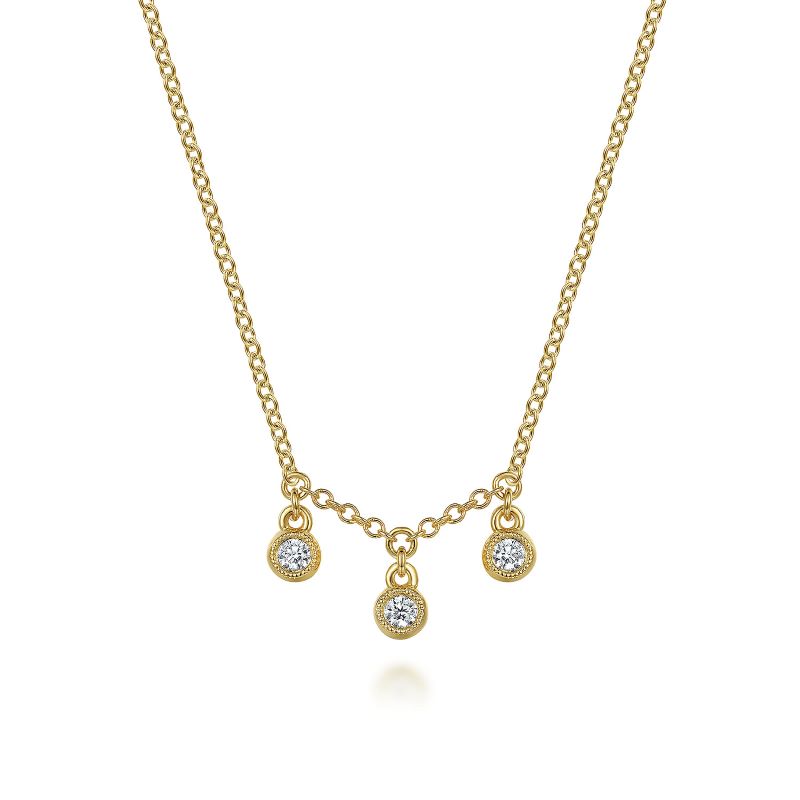 14K Yellow Gold Diamond Drop Pendant Necklace 14K Yellow Gold Diamond Drop Pendant Necklace